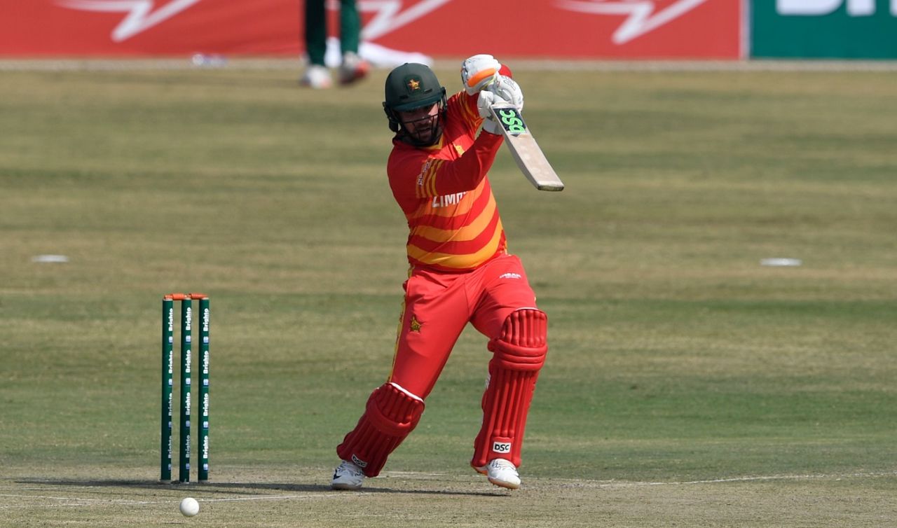 Brendan Taylor drives towards the covers, Pakistan vs Zimbabwe, 3rd ODI, Rawalpindi, November 3, 2020