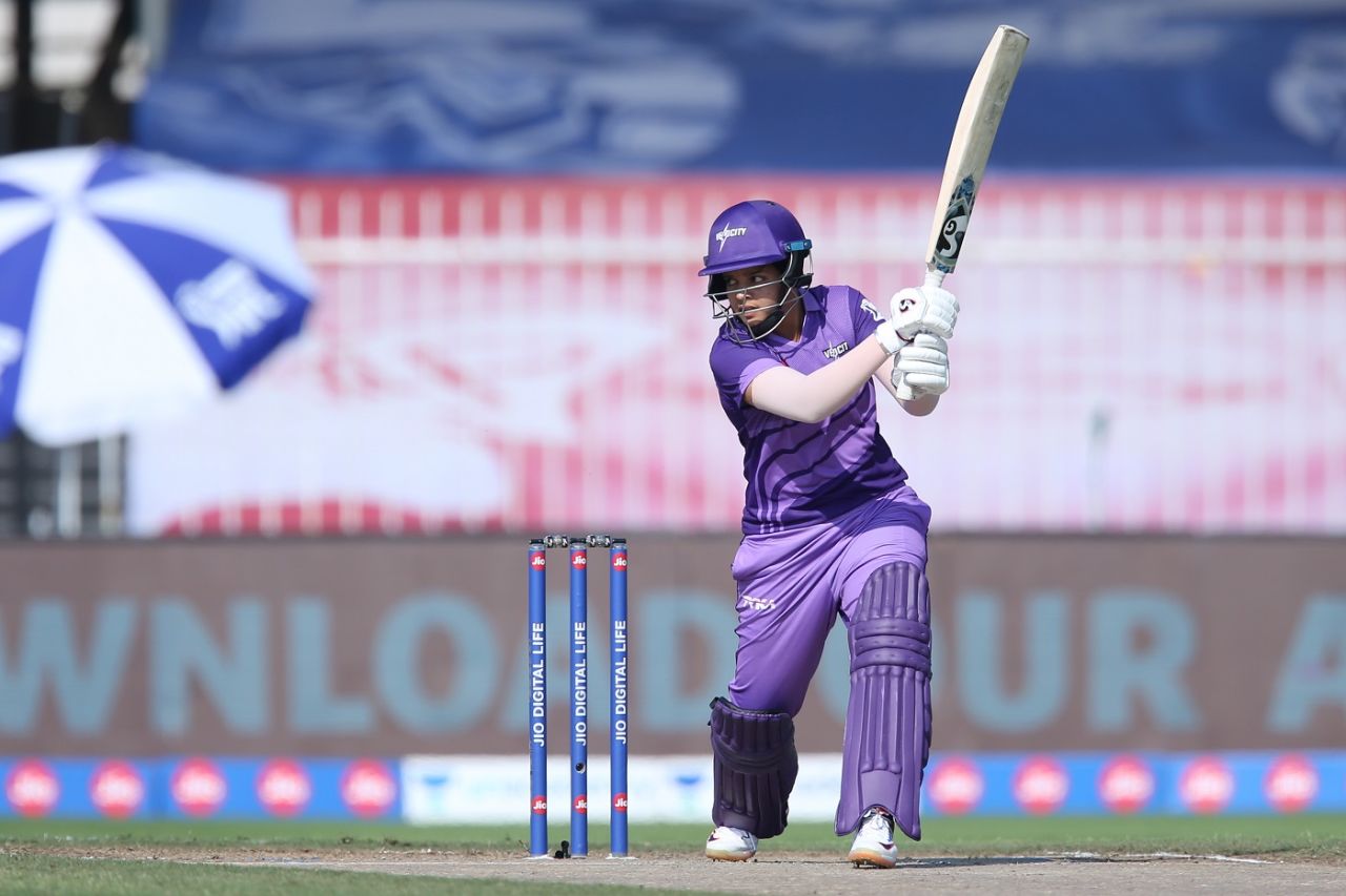 Shafali Verma smashes one through the off side, Trailblazers vs Velocity, Women's T20 Challenge, Sharjah, November 5, 2020