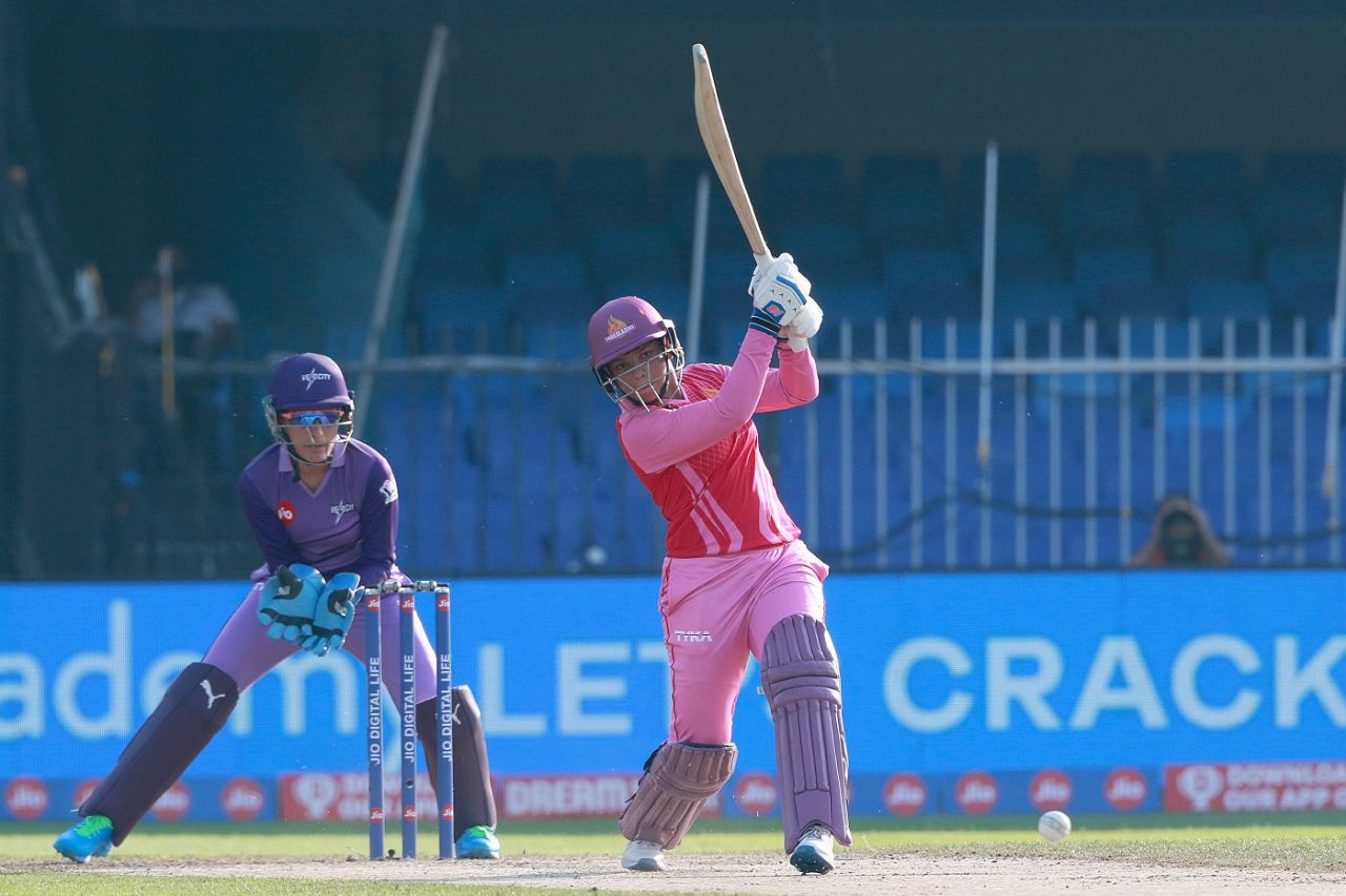 Richa Ghosh hits one through the covers, Trailblazers vs Velocity, Women's T20 Challenge, Sharjah, November 5, 2020