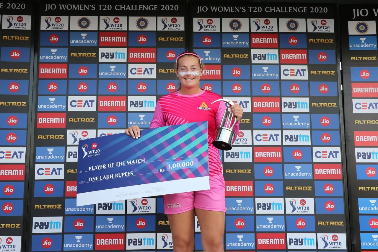 Sophie Ecclestone was named the Player of the Match, Trailblazers vs Velocity, Women's T20 Challenge, Sharjah, November 5, 2020

