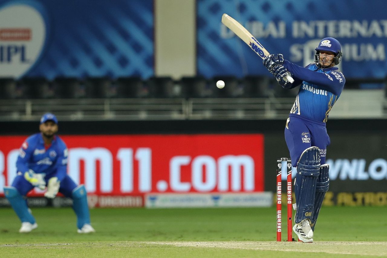 Quinton de Kock makes the most of a short ball on offer, Mumbai Indians vs Delhi Capitals, IPL 2020 Qualifier 1, Dubai, November 5, 2020