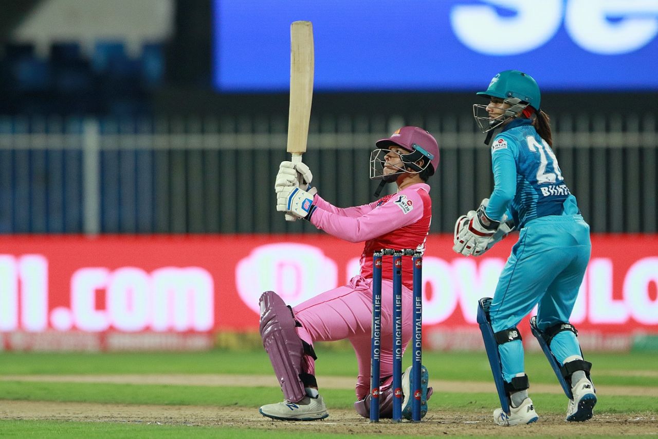 Richa Ghosh swings a boundary to square leg, Trailblazers vs Supernovas, Women's T20 Challenge 2020, Sharjah, November 9, 2020