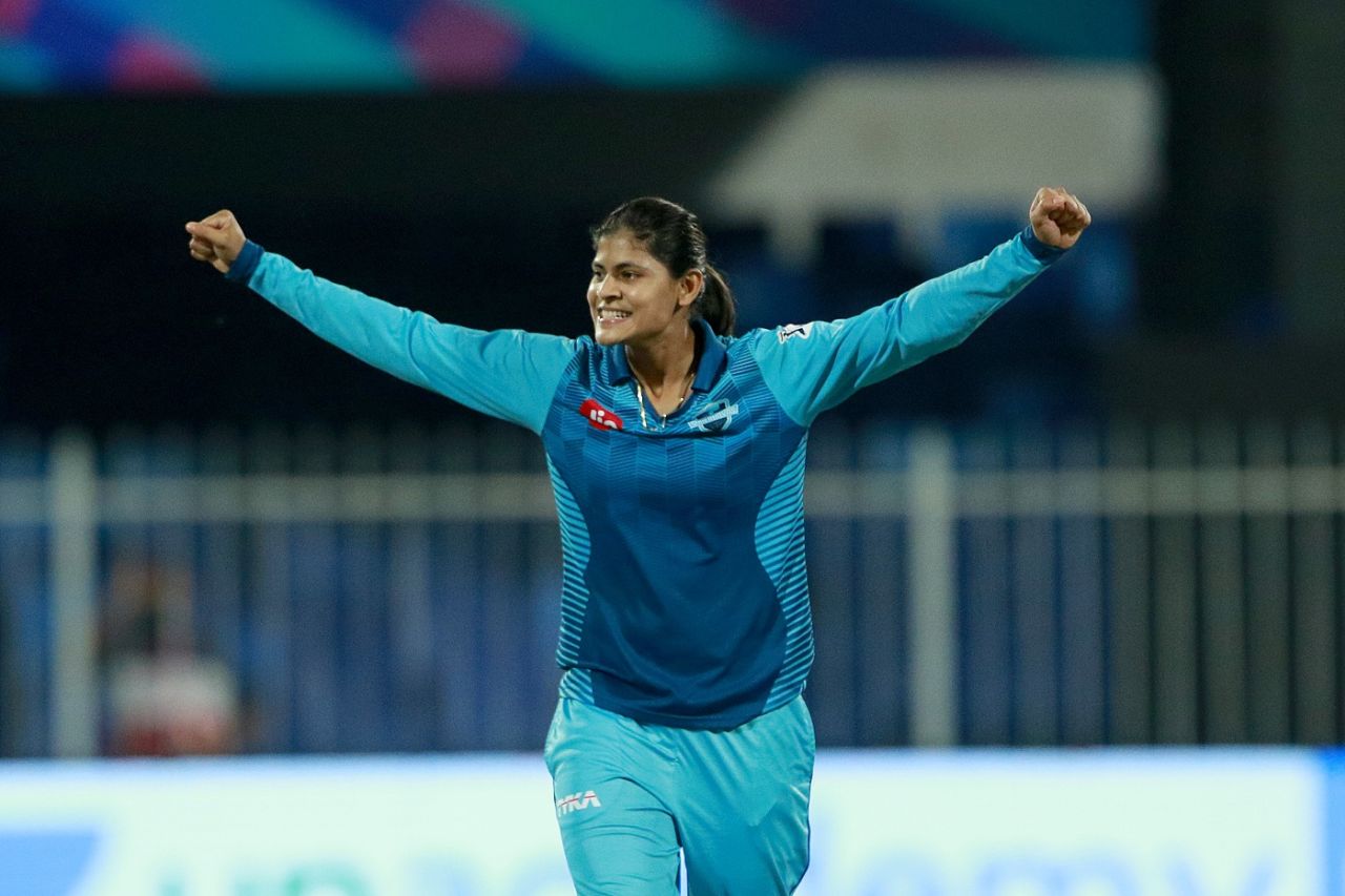 Radha Yadav celebrates a wicket, Trailblazers vs Supernovas, Women's T20 Challenge 2020, Sharjah, November 9, 2020