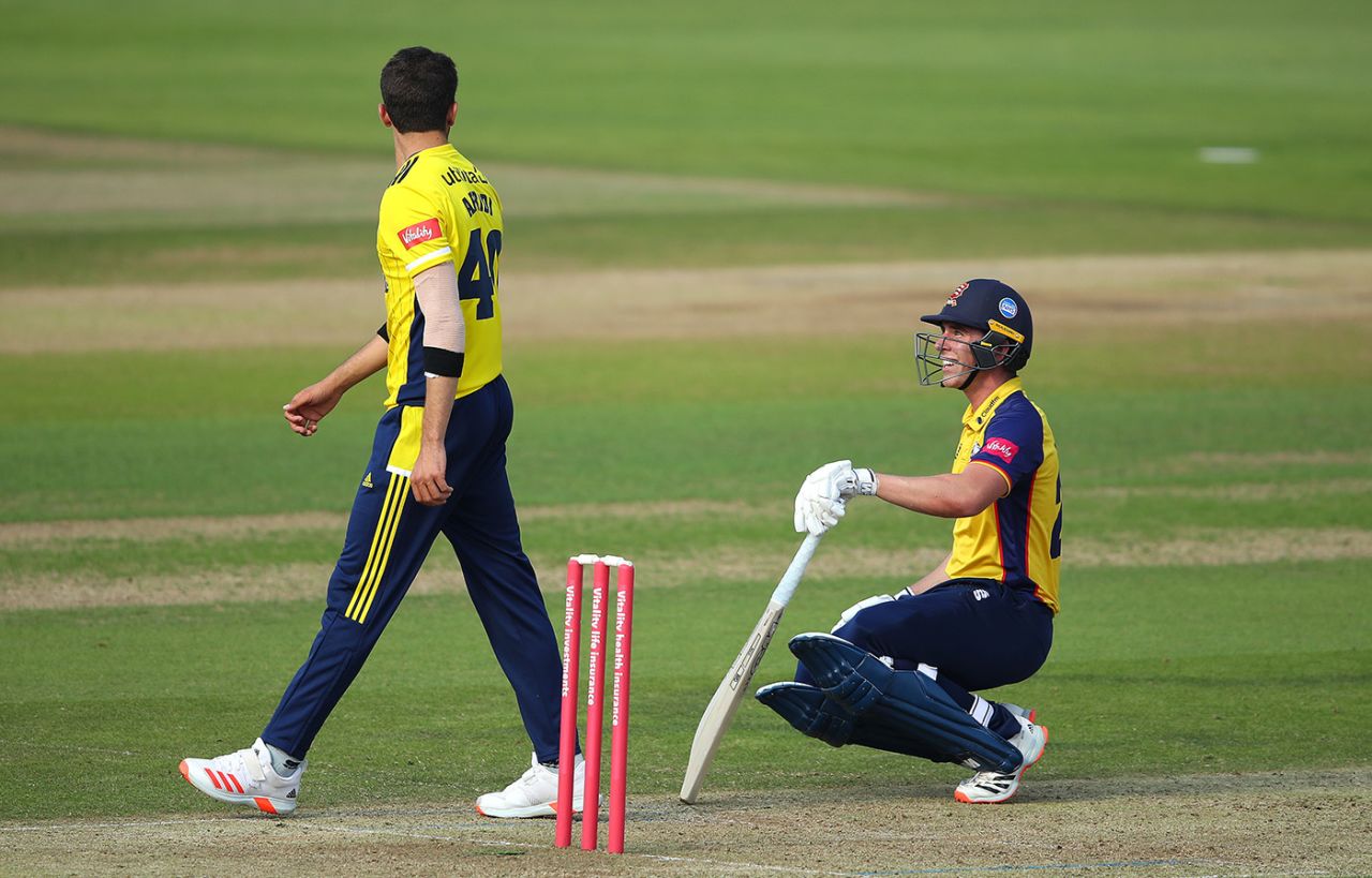 Dan Lawrence and Shaheen Shah Afridi share a laugh, Hampshire v Essex, Vitality T20 Blast, Ageas Bowl, September 16, 2020