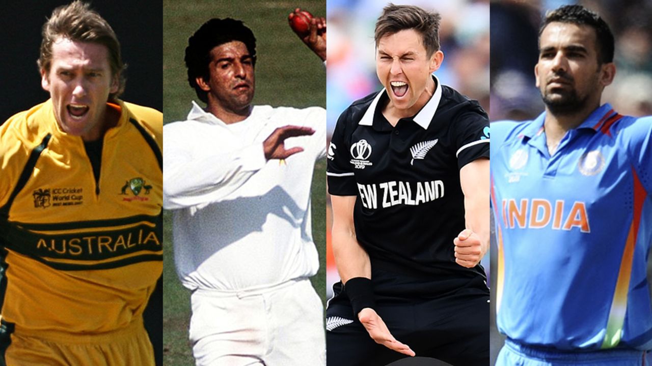 Composite: Glenn McGrath, Wasim Akram, Trent Boult and Zaheer Khan