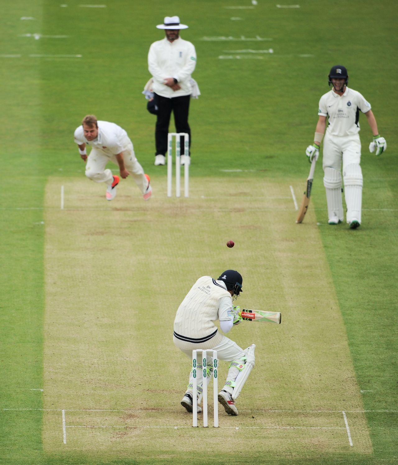 Sam Robson ducks under a bouncer from Neil Wagner, day one, Middlesex v Essex, Specsavers County Championship, Division One, Lord's, April 21, 2017