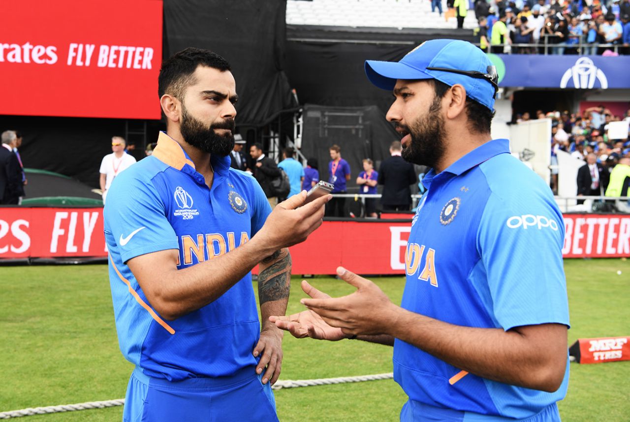 Virat Kohli interviews Rohit Sharma about his century, India v Sri Lanka, World Cup 2019, Leeds, July 6, 2019