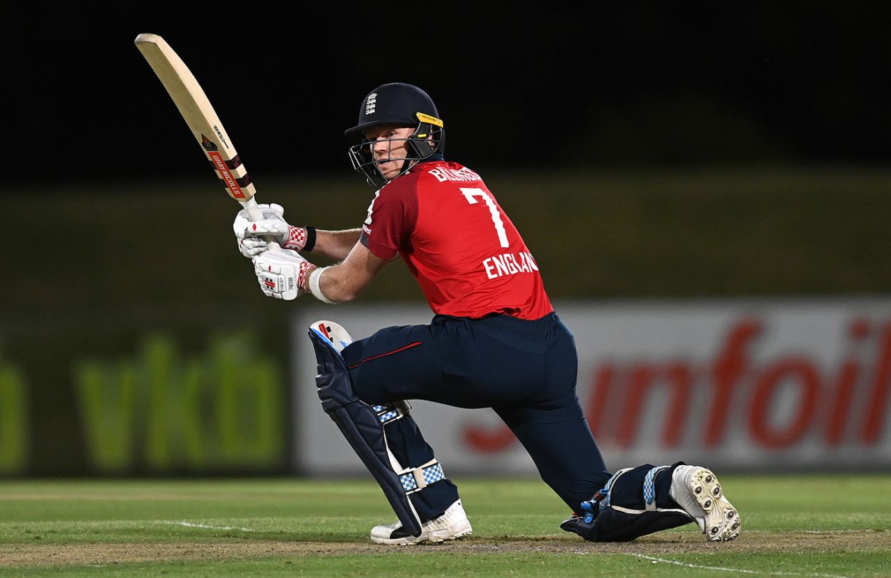 Sam Billings gets low to sweep, Team Morgan v Team Buttler, Tour match, Paarl, November 23, 2020