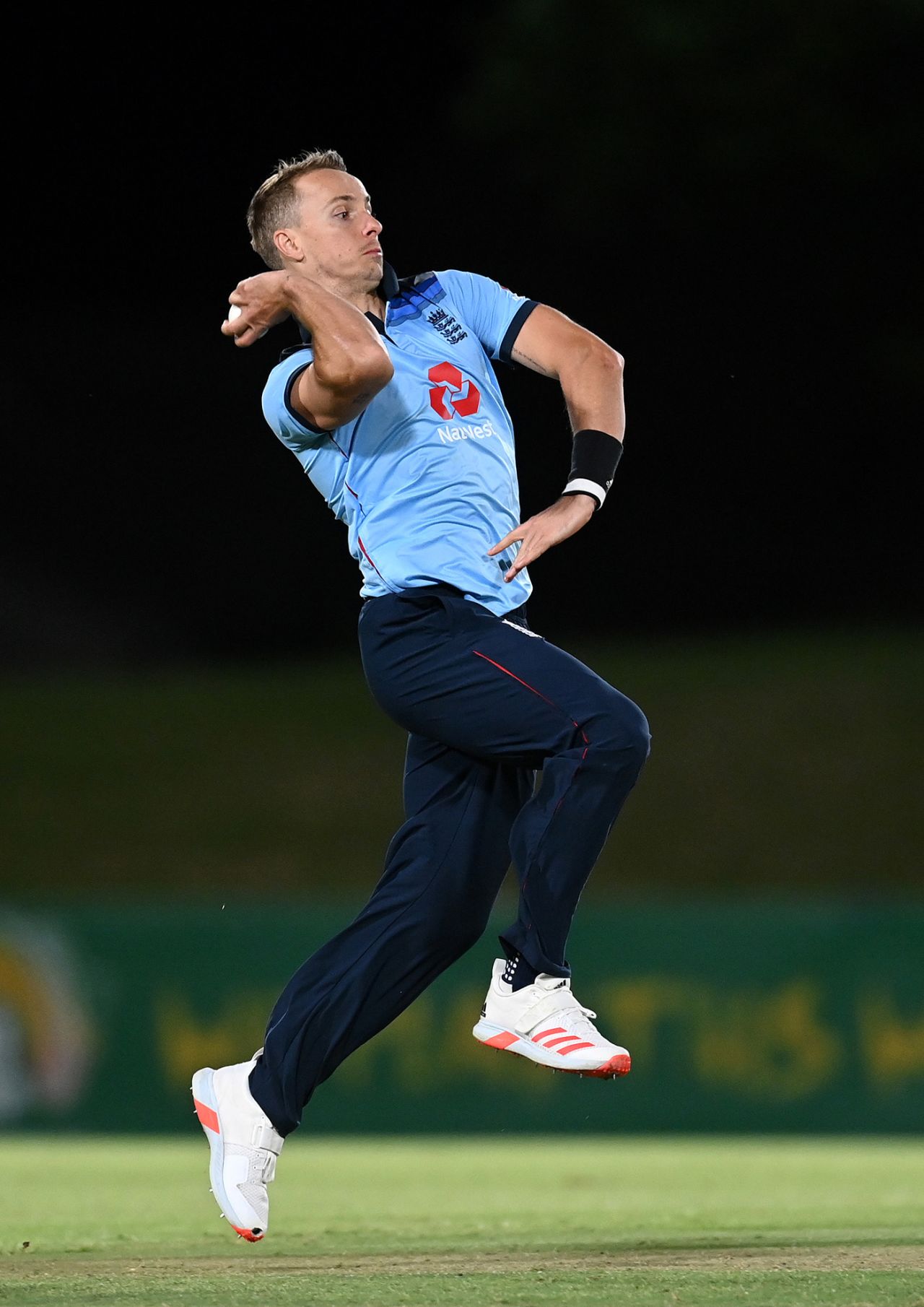 Tom Curran in his delivery stride, Team Morgan v Team Buttler, Tour match, Paarl, November 23, 2020
