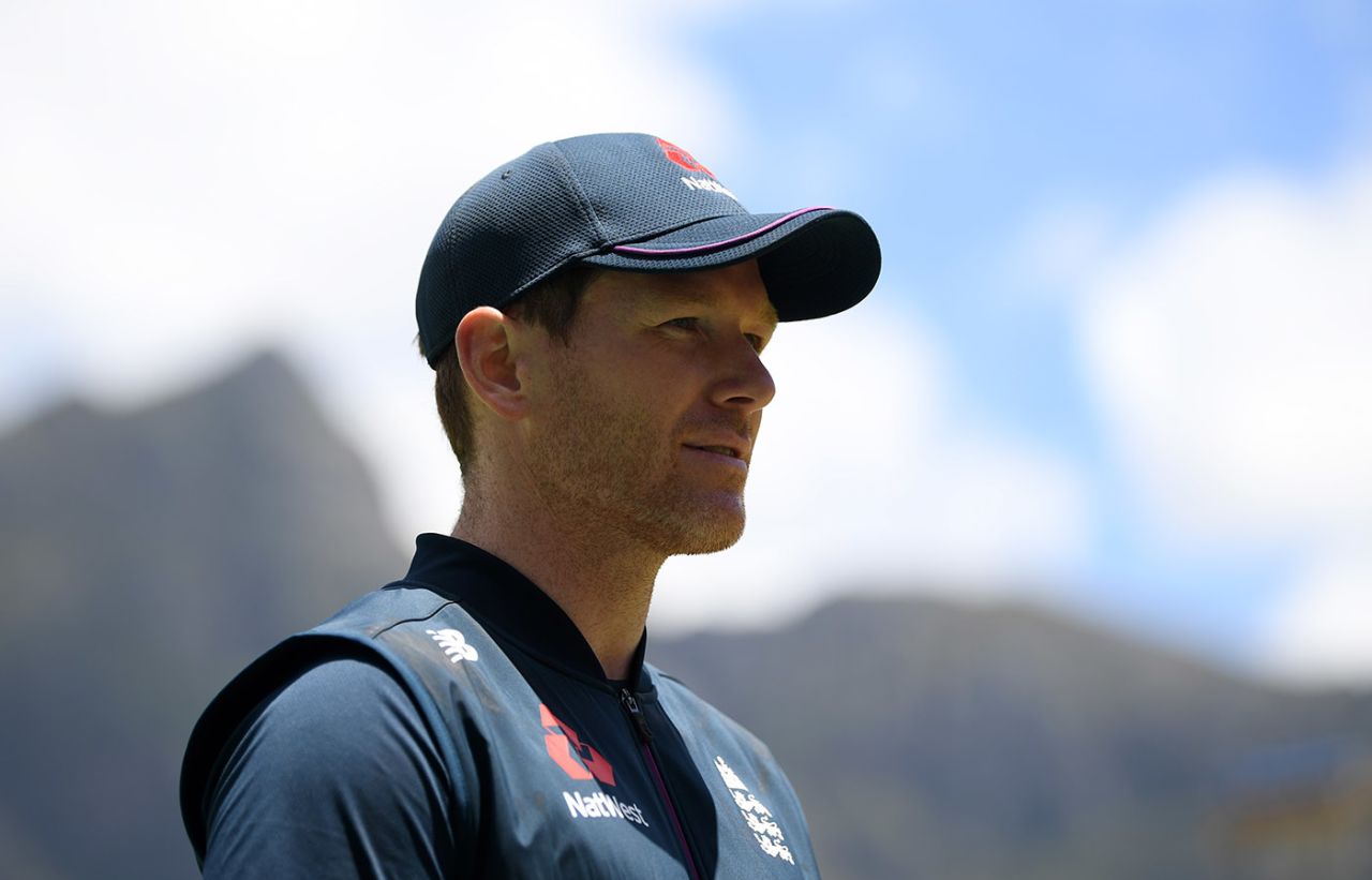 Eoin Morgan looks on during an England nets session at Newlands Stadium, Cape Town, November 26, 2020