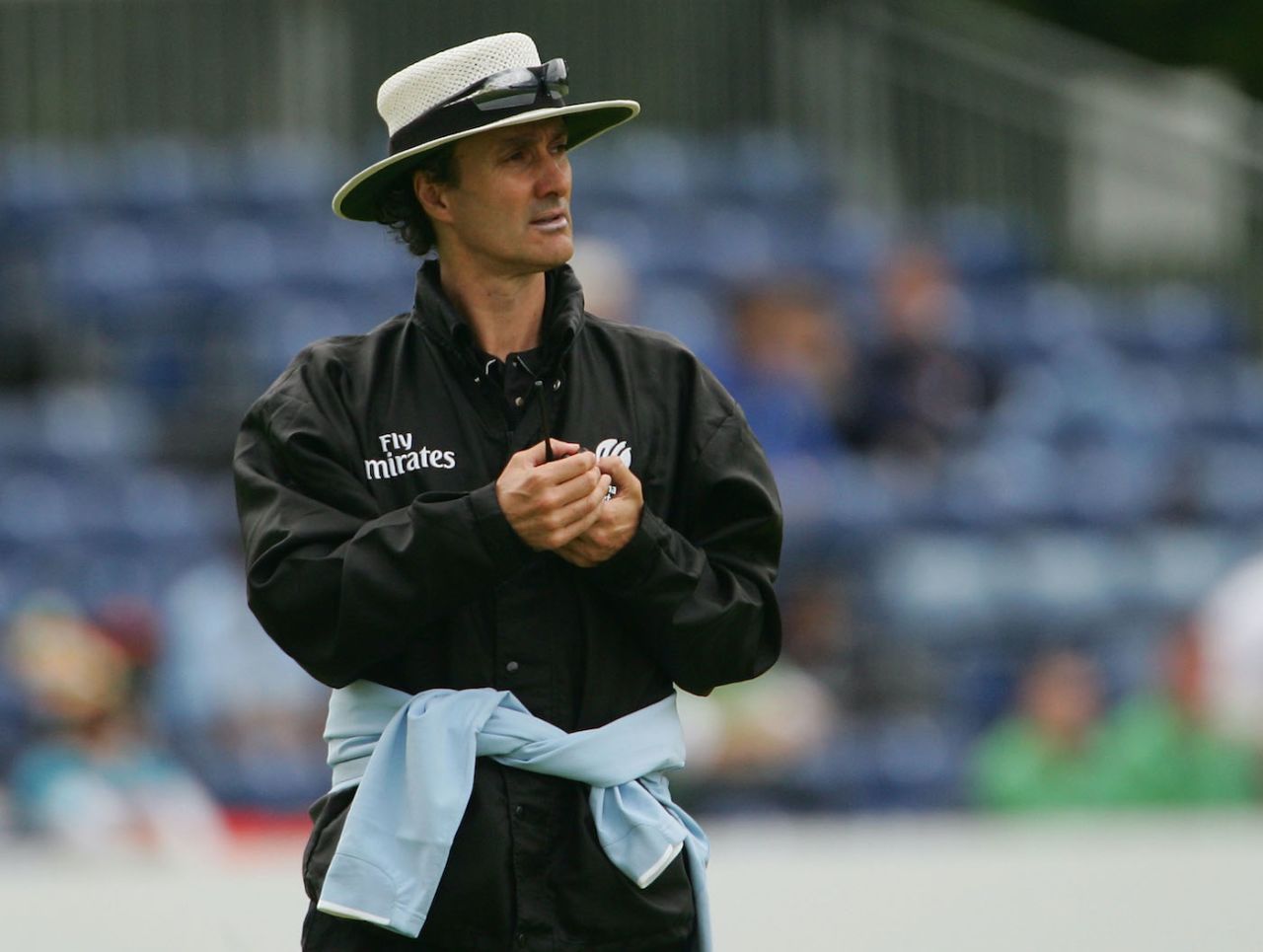 Billy Bowden watches play, only ODI, India vs Ireland, Civil Service Cricket Club, Stormont, Belfast, June 23, 2007