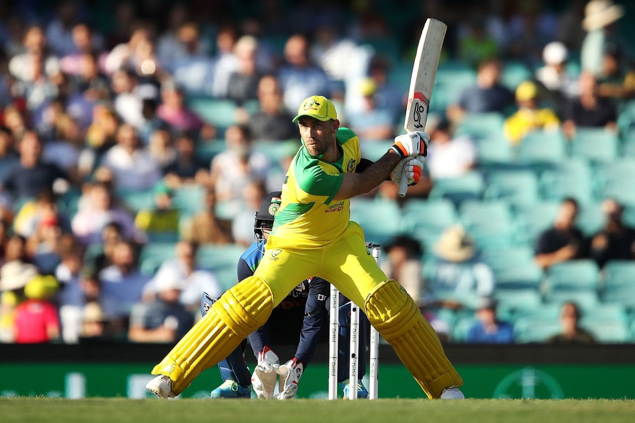 Glenn Maxwell shapes up for a reverse sweep, Australia vs India, 1st ODI, November 27, 2020
