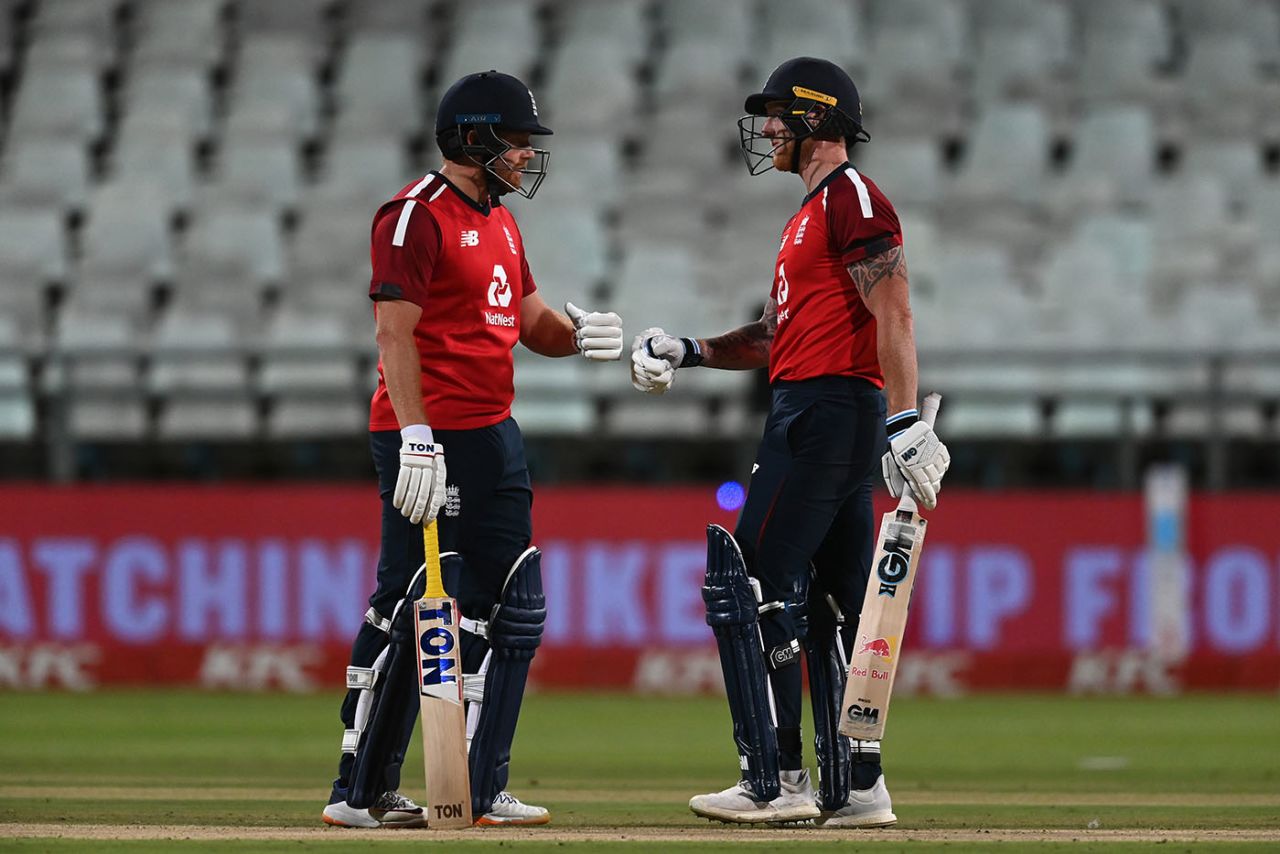 Jonny Bairstow and Ben Stokes put on 85 for the fourth wicket, South Africa vs England, 1st T20I, Cape Town, November 27, 2020