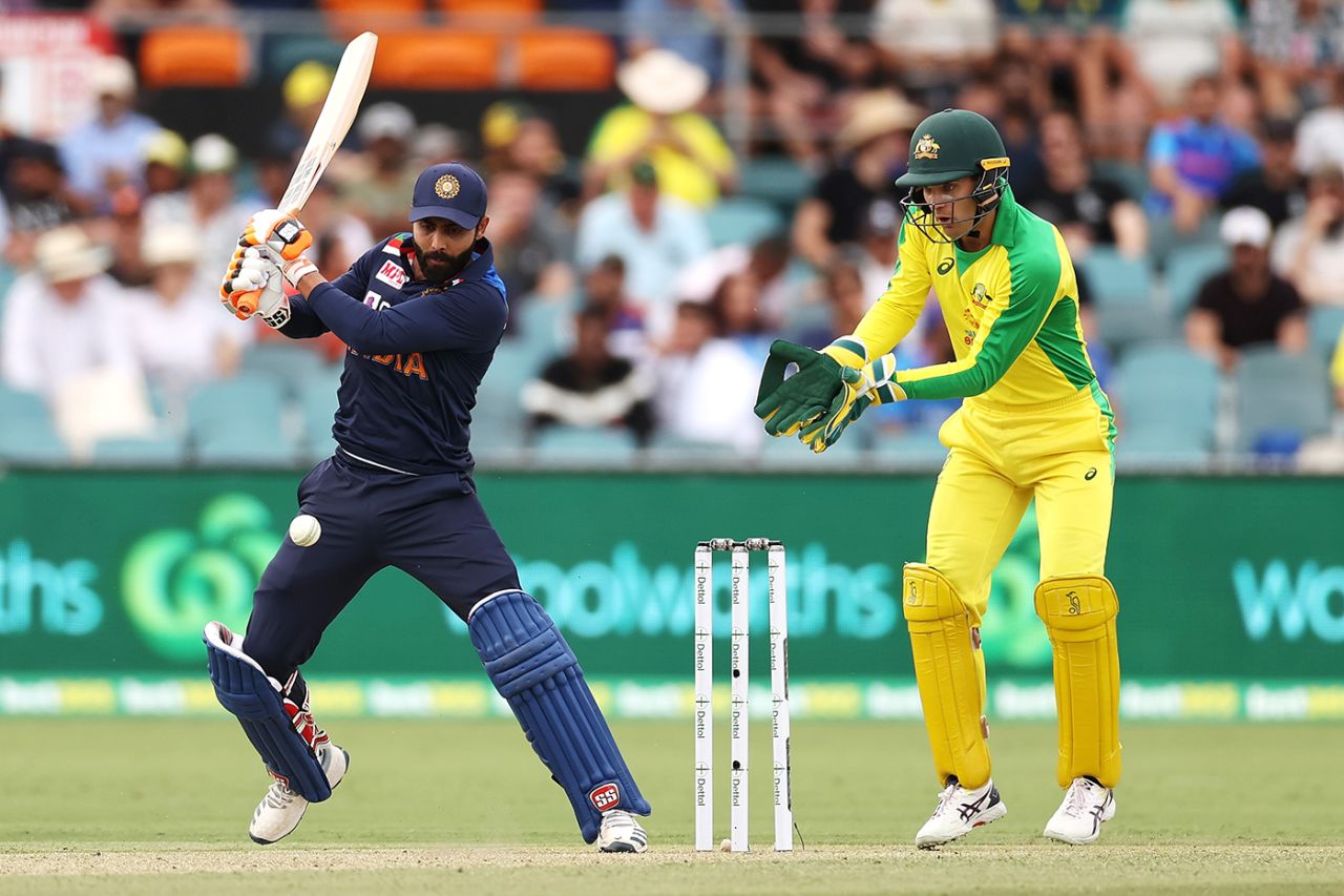 Ravindra Jadeja rocks back and cuts, Australia vs India, 3rd ODI, Canberra, December 2, 2020