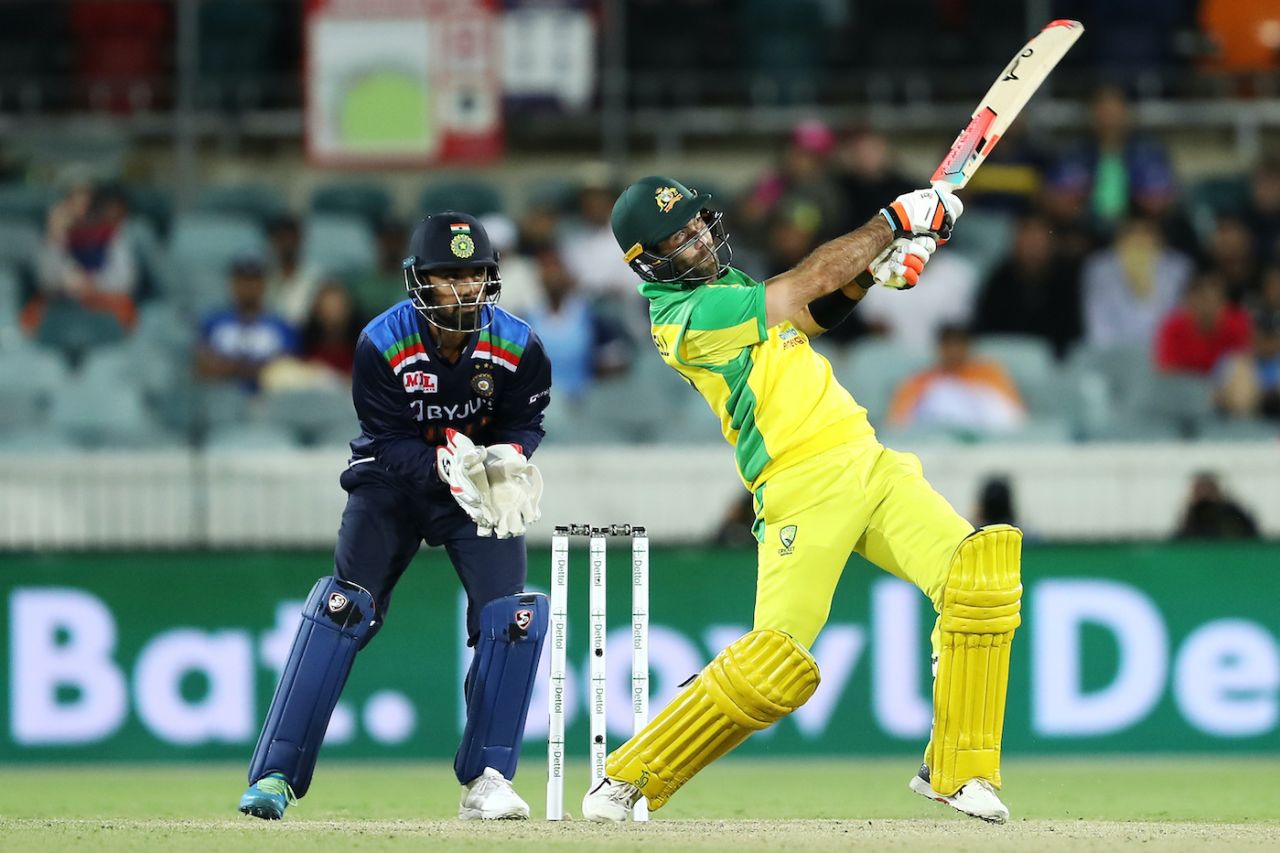 Glenn Maxwell launches over midwicket, Australia vs India, 3rd ODI, Canberra, December 2, 2020