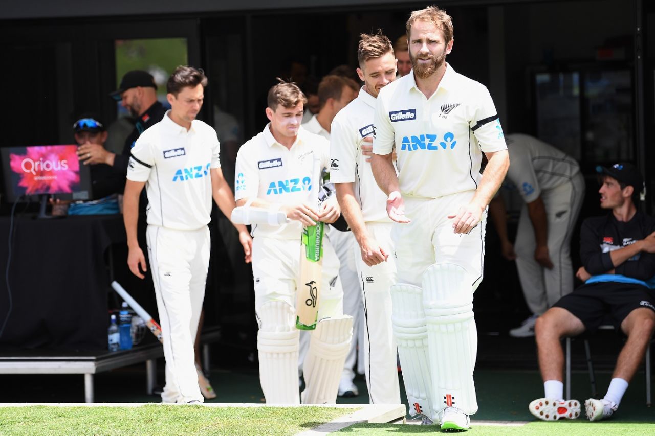 Kane Williamson leads his team out for play, New Zealand vs West Indies, 1st Test, Hamilton, 1st day, December 3, 2020 