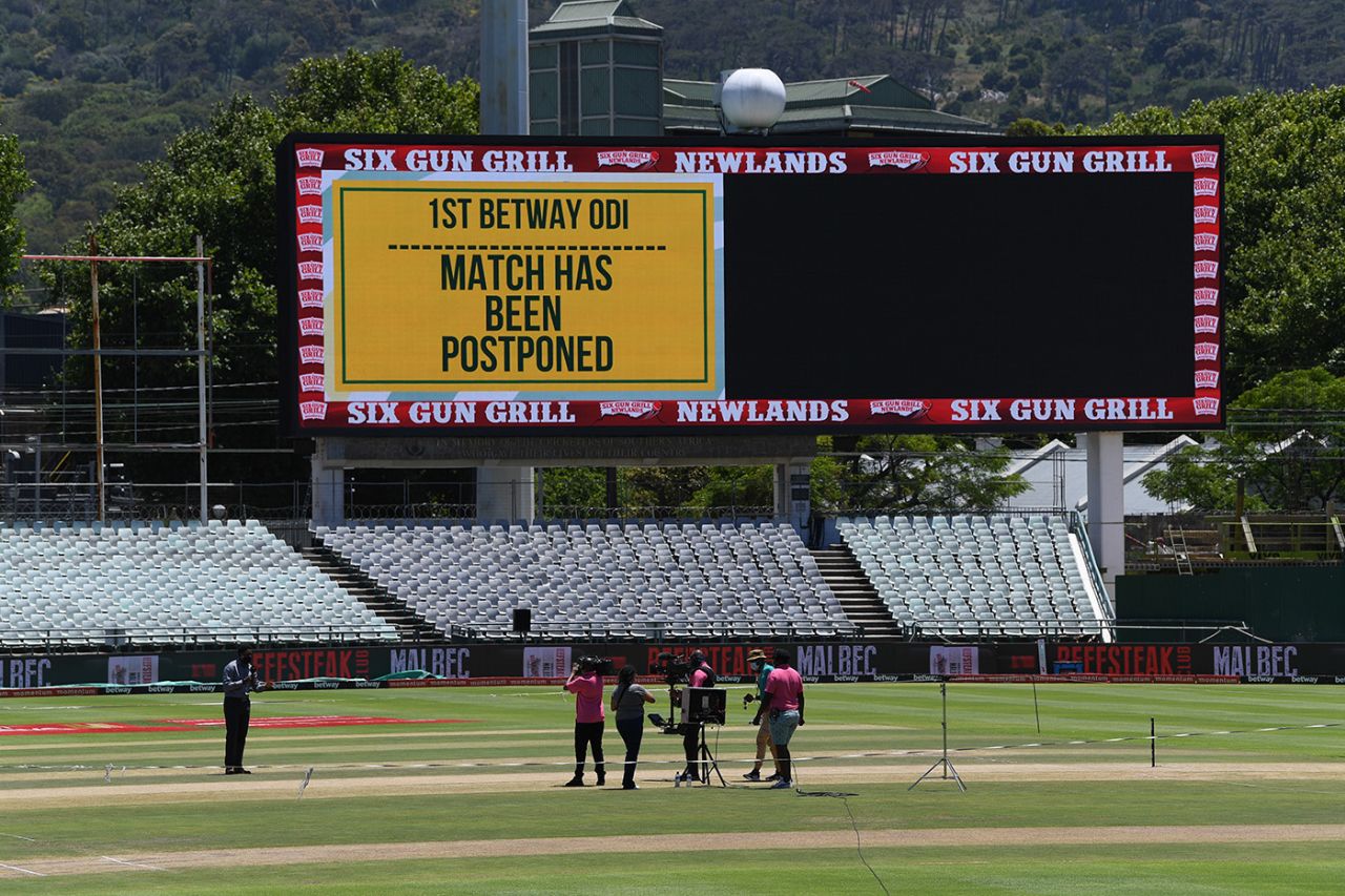 The first ODI between England and South Africa at Cape Town was postponed due to a Covid-19 scare, December 4, 2020
