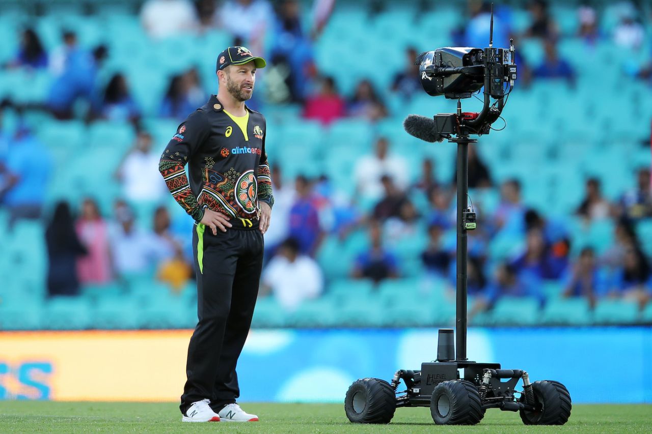 Matthew Wade at the toss after becoming Australia's 11th T20I captain, Australia vs India, 2nd T20I, Sydney, December 6, 2020