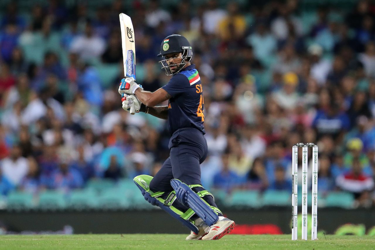 Shikhar Dhawan cuts behind point, Australia vs India, 2nd T20I, Sydney, December 6, 2020