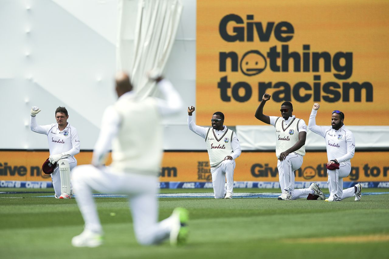 West Indies take a knee ahead of the Wellington Test, New Zealand vs West Indies, 2nd Test, Wellington, 1st day, December 11, 2020