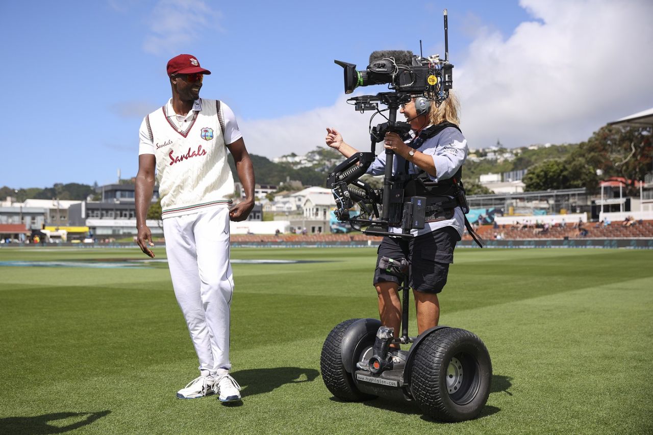 Jason Holder was all smiles at the start of day two, New Zealand v West Indies, 2nd Test, second day, Deecember 12, 2020