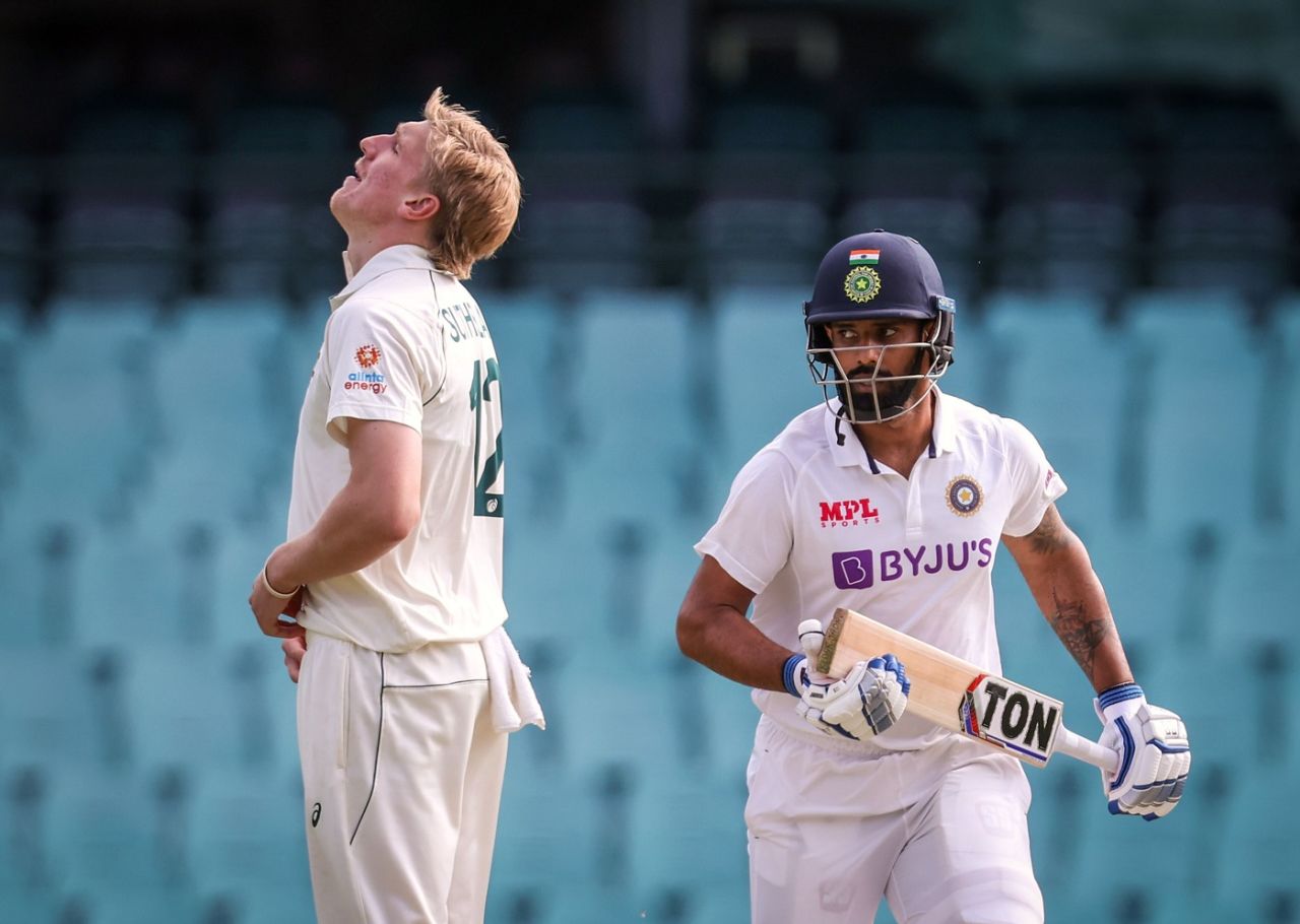 Will Sutherland reacts as Hanuma Vihari adds a run, Australia A vs Indians, Tour game, Sydney, 2nd day, December 12, 2020