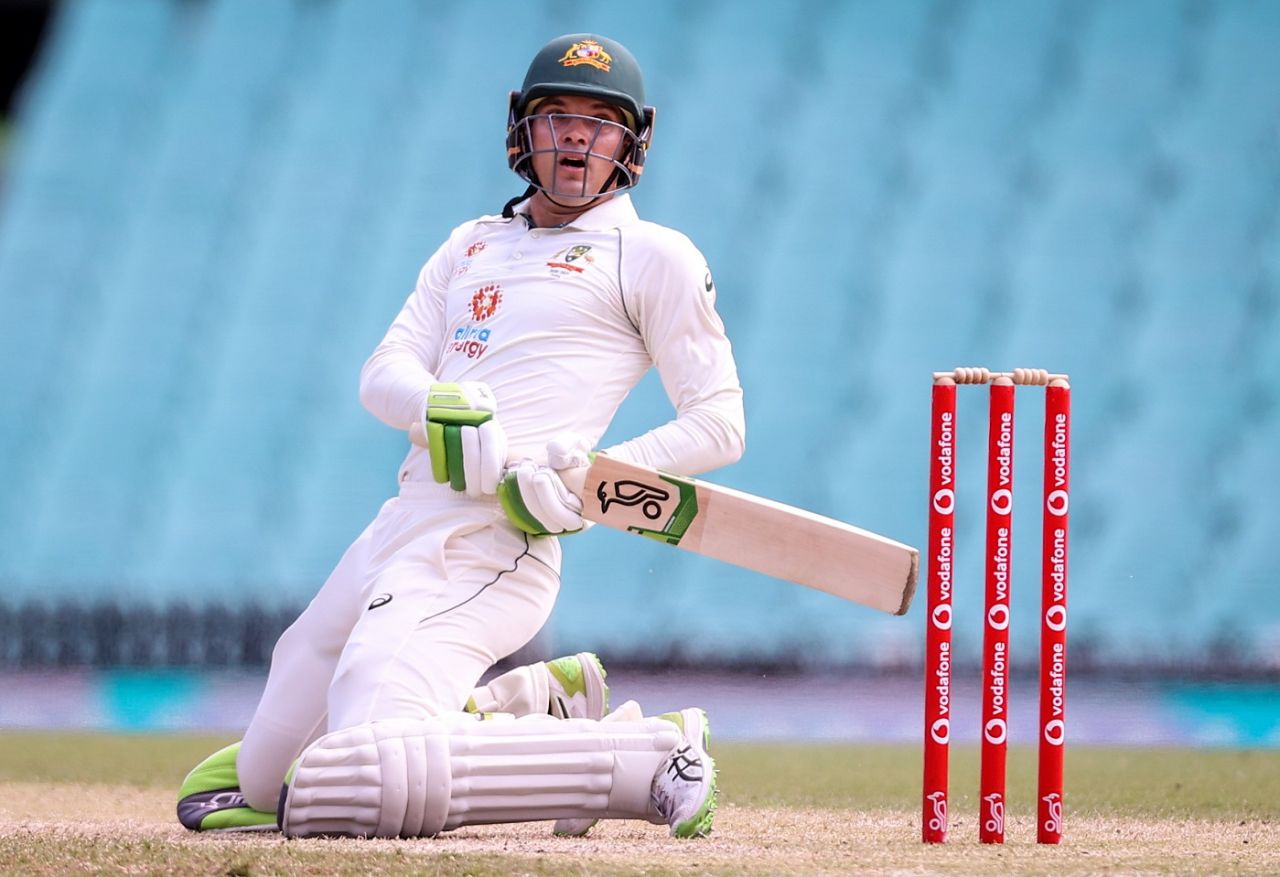 Alex Carey ducks underneath a short ball, Australia A v Indians, day-night tour match, third day, Sydney, December 13, 2020