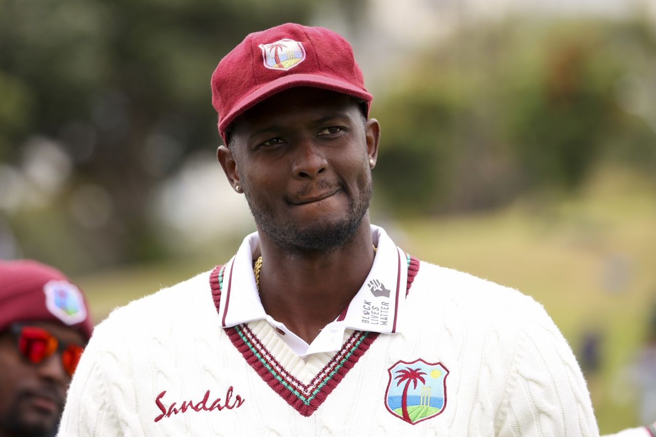 A pensive looking Jason Holder after West Indies lost the Test series, New Zealand vs West Indies, 2nd Test, Wellington, 4th day, December 14, 2020