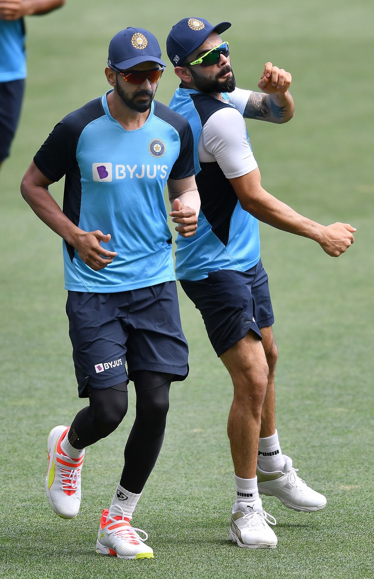 KL Rahul and Virat Kohli at India's training session at the Adelaide Oval, Adelaide, December 15, 2020