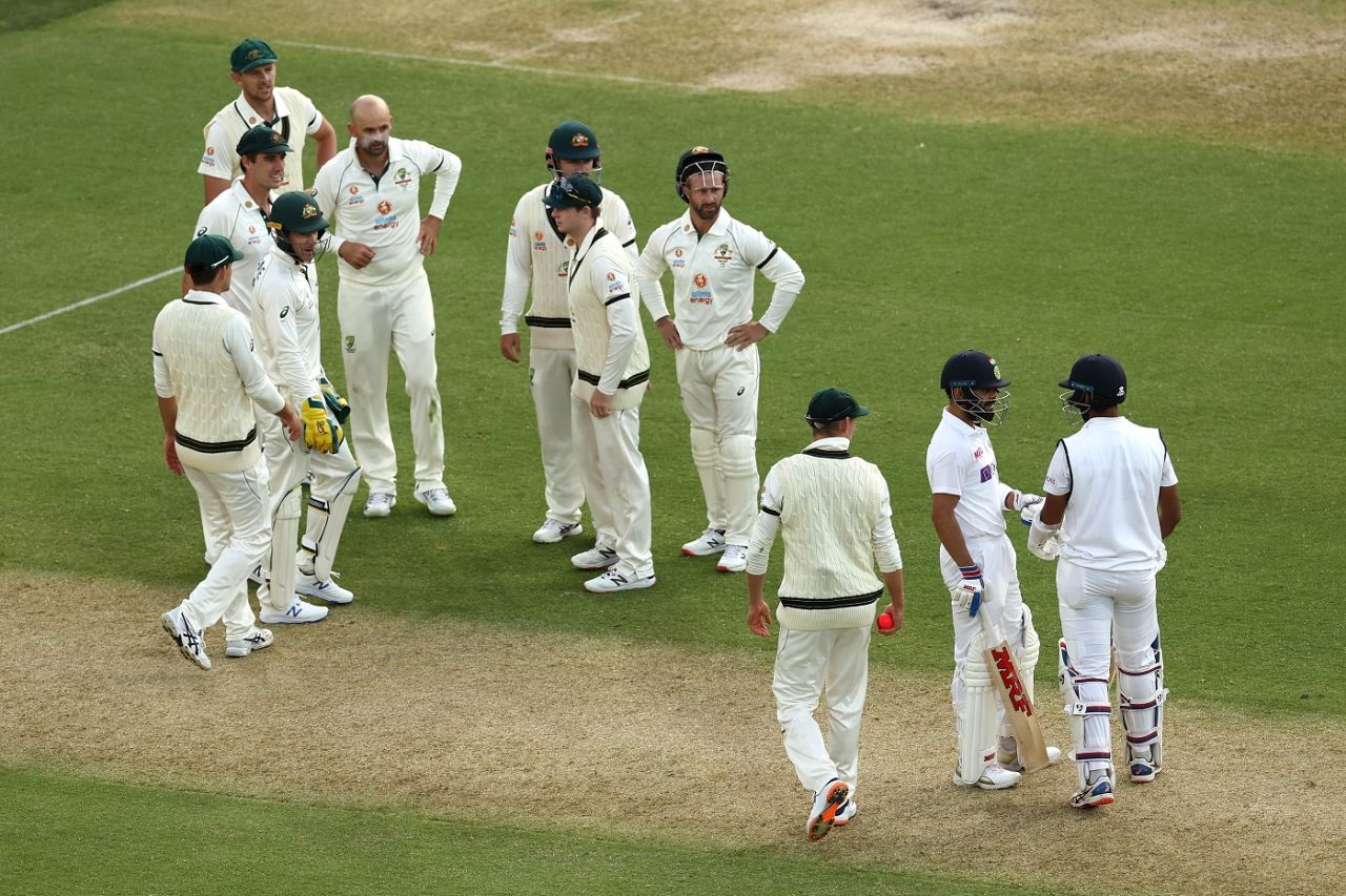 Australia wait for a DRS decision against Cheteshwar Pujara, Australia vs India, 1st Test, Adelaide, 1st day, December 17, 2020