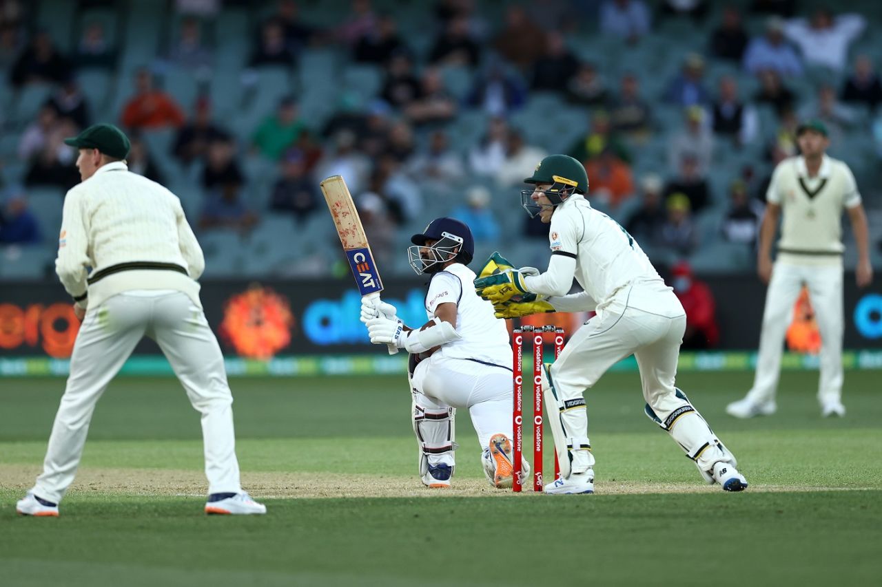 Ajinkya Rahane plays a sweep, Australia vs India, 1st Test, Adelaide, 1st day, December 17, 2020