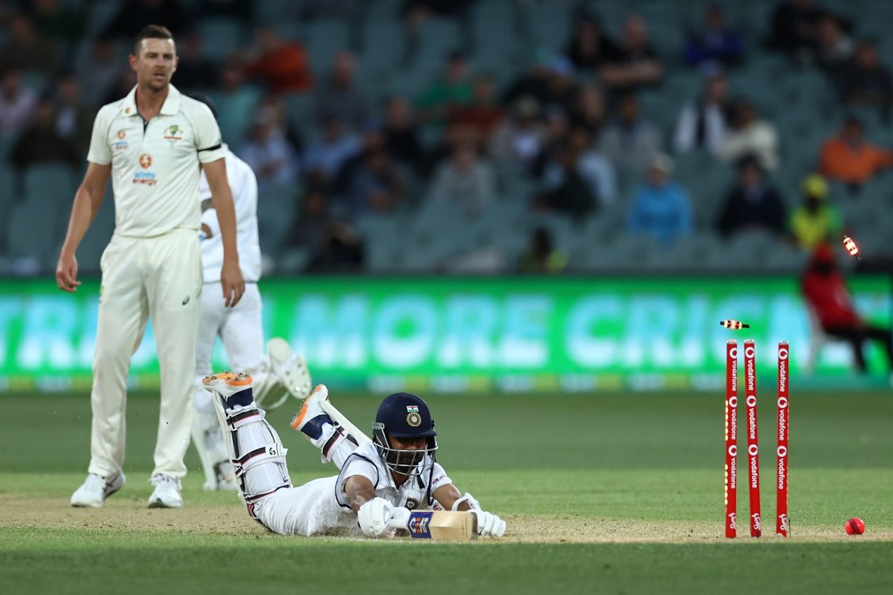 A direct hit but the dive saves Ajinkya Rahane, Australia vs India, 1st Test, Adelaide, 1st day, December 17, 2020
