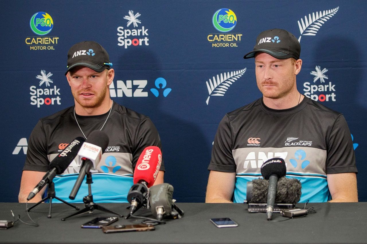 Glenn Phillips and Martin Guptill ahead of the T20I series opener against Pakistan, Auckland, December 17, 2020