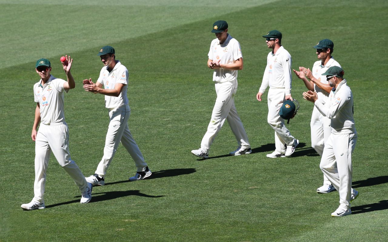 Josh Hazlewood leads Australia off after registering figures of 5-3-8-5, Australia vs India, 1st Test, Adelaide, 3rd day, December 19, 2020  