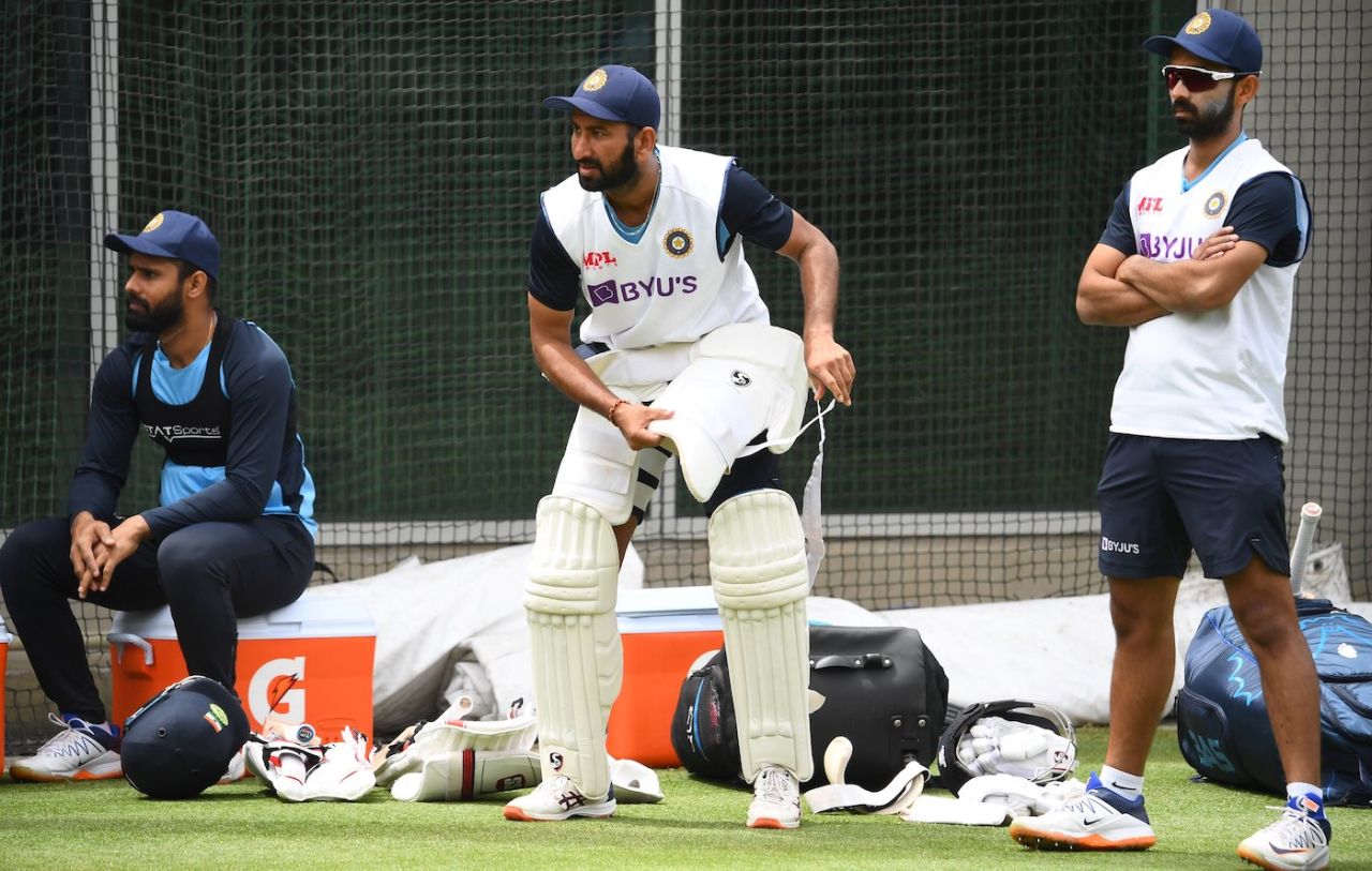 Ajinkya Rahane, Cheteshwar Pujara and Hanuma Vihari watch the nets carefully, Melbourne, December 23, 2020