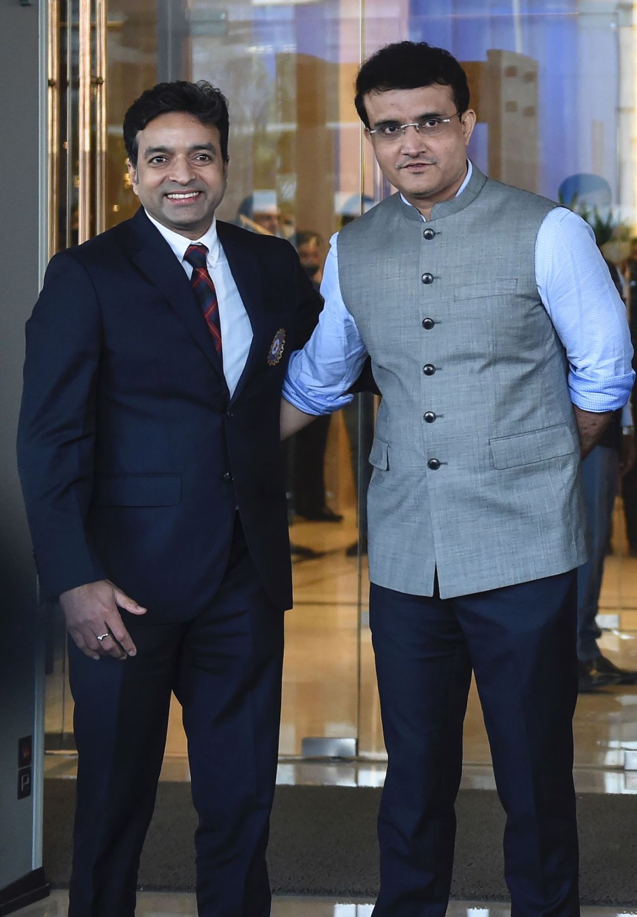 Sourav Ganguly and Arun Singh Dhumal after the conclusion of the BCCI AGM, Ahmedabad, December 24, 2020