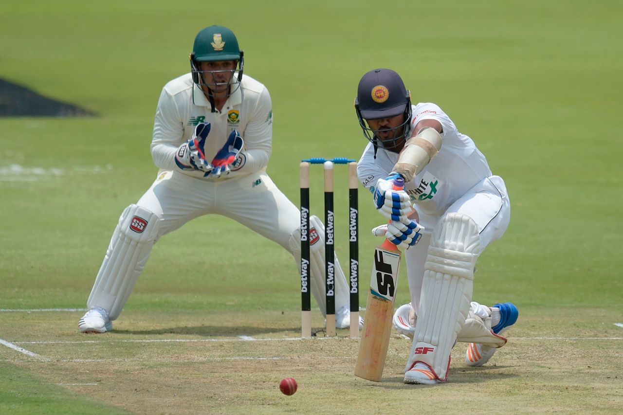 Dinesh Chandimal pushes into the covers, South Africa v Sri Lanka, 1st Test, Centurion, December 26, 2020
