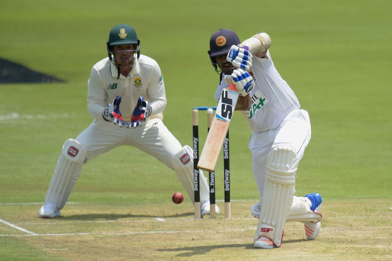 Dinesh Chandimal presses into the covers, South Africa v Sri Lanka, 1st Test, Centurion, December 26, 2020