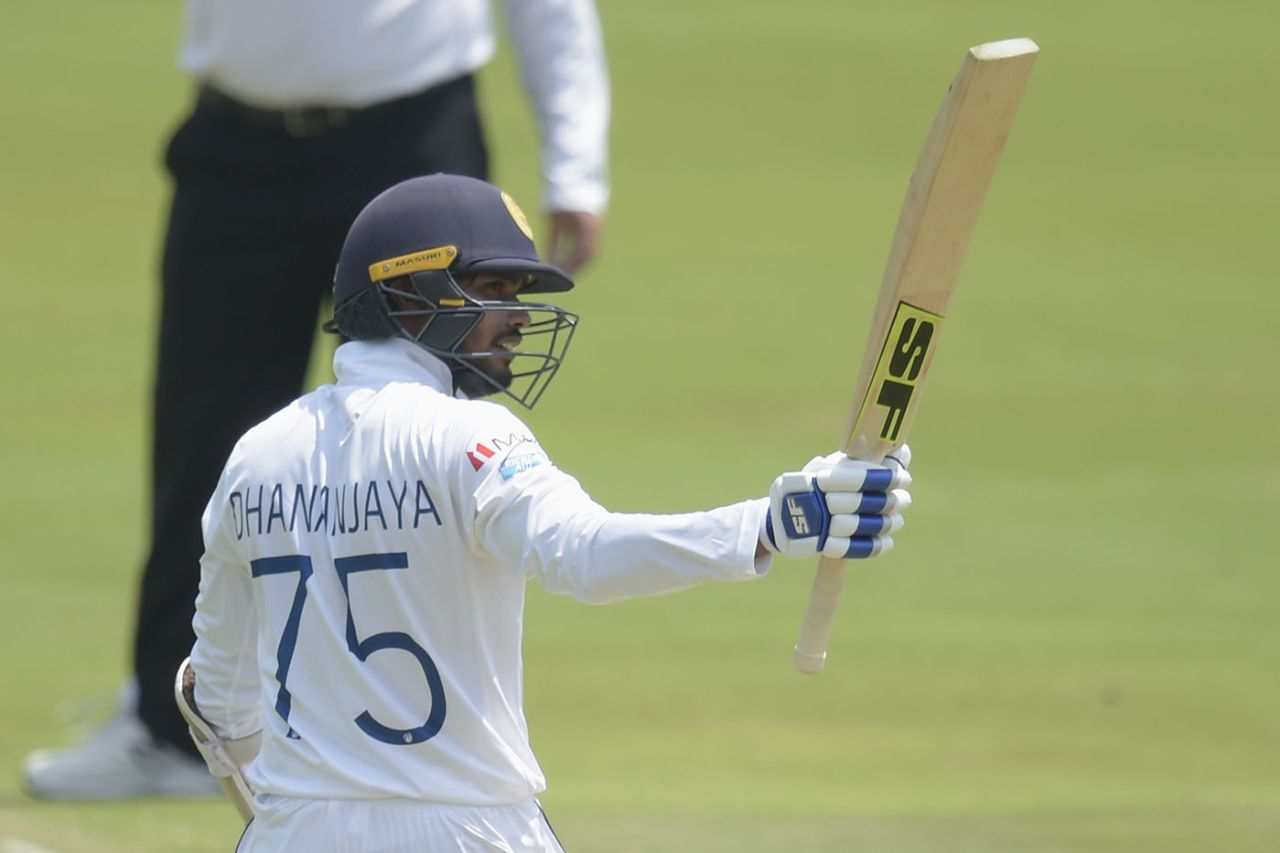 Dhananjaya de Silva acknowledges a fluent half-century, South Africa v Sri Lanka, 1st Test, Centurion, December 26, 2020
