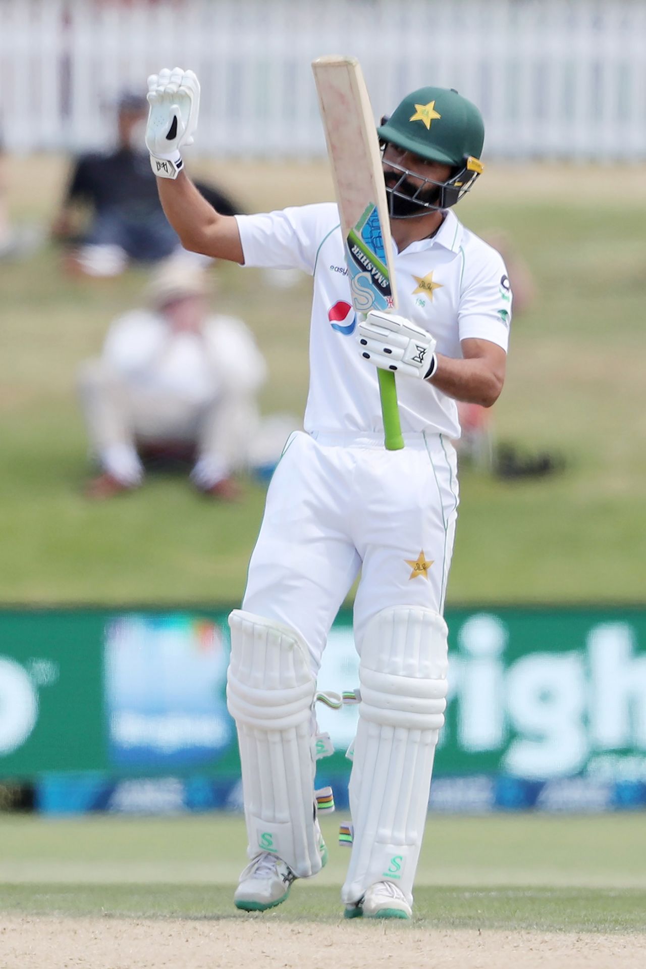 A muted celebration for Fawad Alam's fifty, New Zealand vs Pakistan, 1st Test, Mount Maunganui, Day 5, December 30 2020

