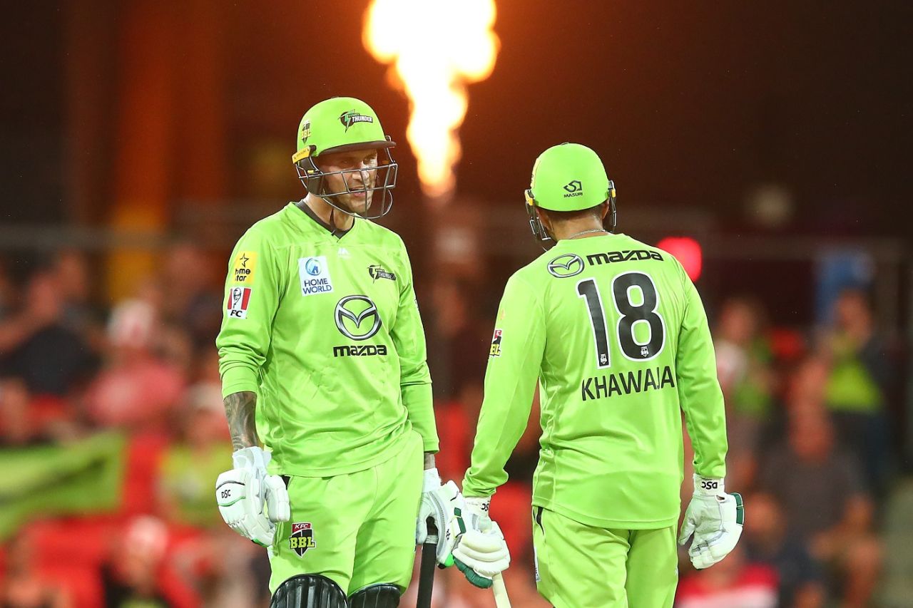 Alex Hales and Usman Khawaja's attacking knocks secured a win for the Sydney Thunder, Melbourne Renegades vs Sydney Thunder, BBL, Metricon Stadium, January 1, 2021