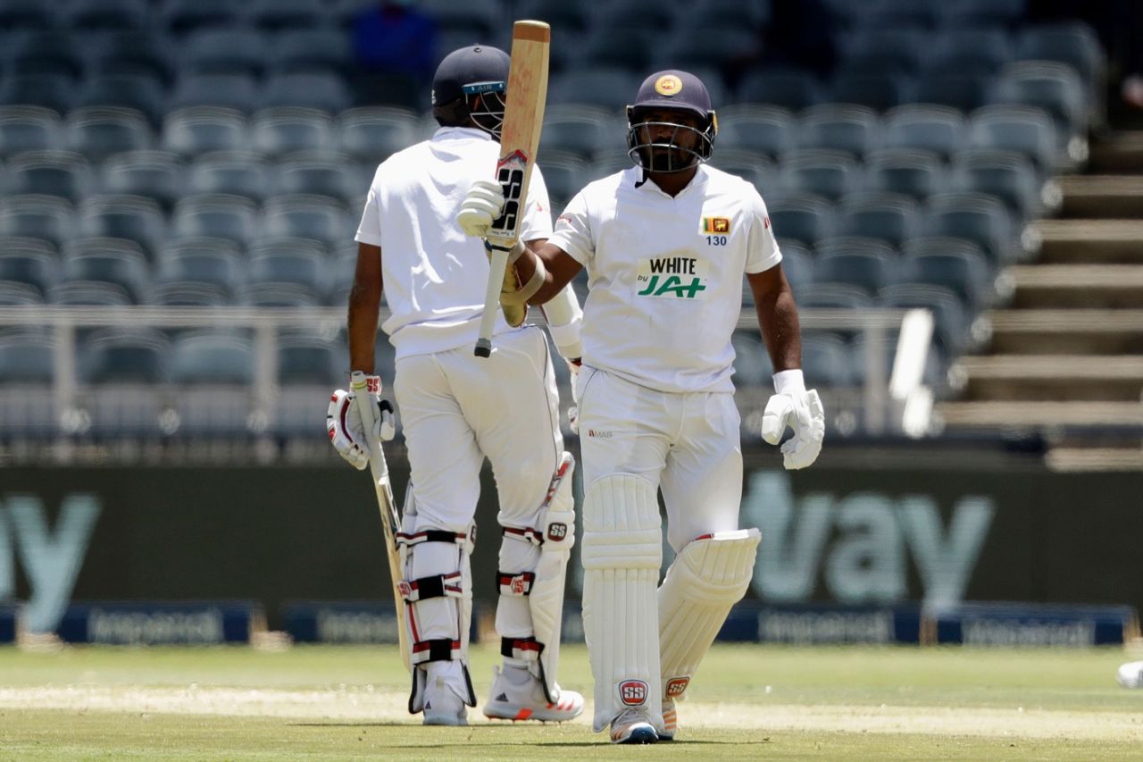 Kusal Perera raises his bat on reaching fifty, South Africa vs Sri Lanka, 2nd Test, 1st day, Johannesburg, January 3, 2021