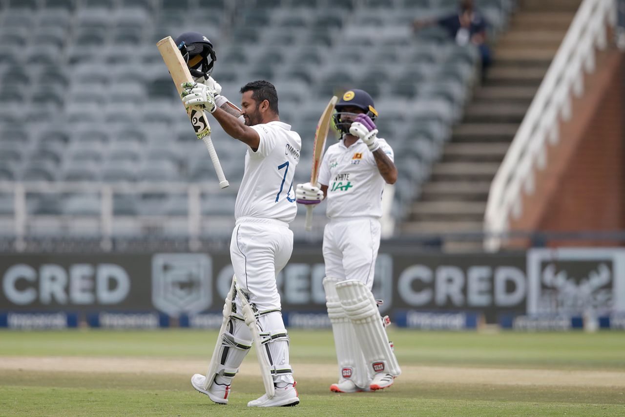 Dimuth Karunaratne brought up his tenth Test century on the third morning, South Africa vs Sri Lanka, 2nd Test, 3rd day, Johannesburg, January 5, 2021