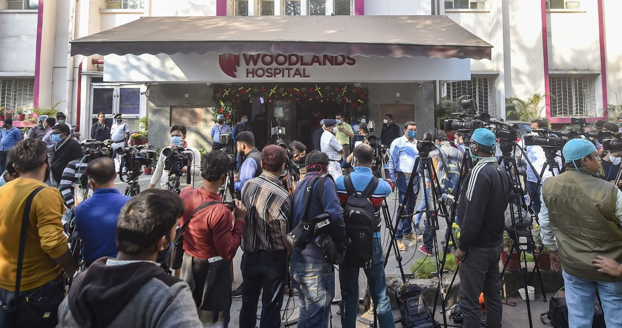 Media personnel wait outside the hospital for updates on Sourav Ganguly, Kolkata, January 2, 2021