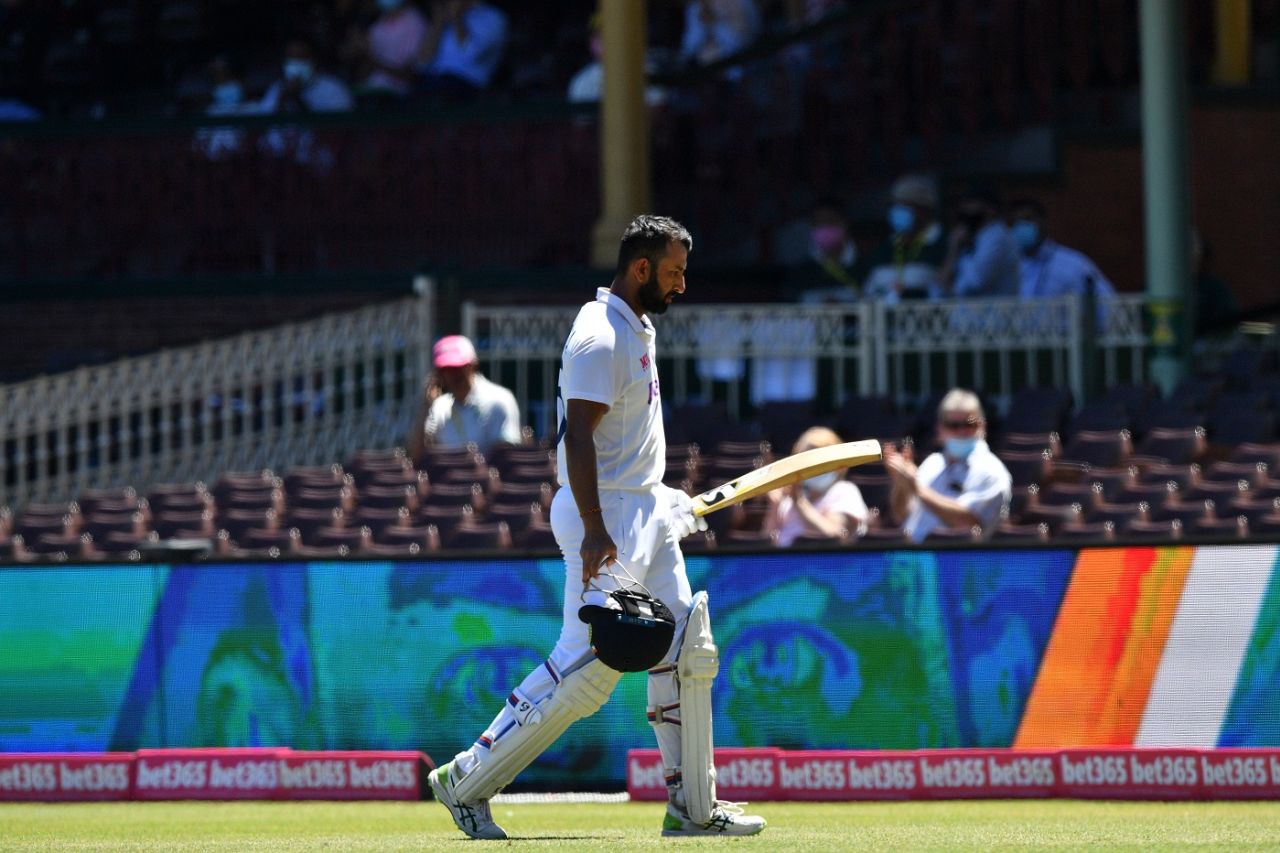 Cheteshwar Pujara walks back, his epic resistance ended by a peach, Australia vs India, 3rd Test, Sydney, 5th day, January 11, 2021