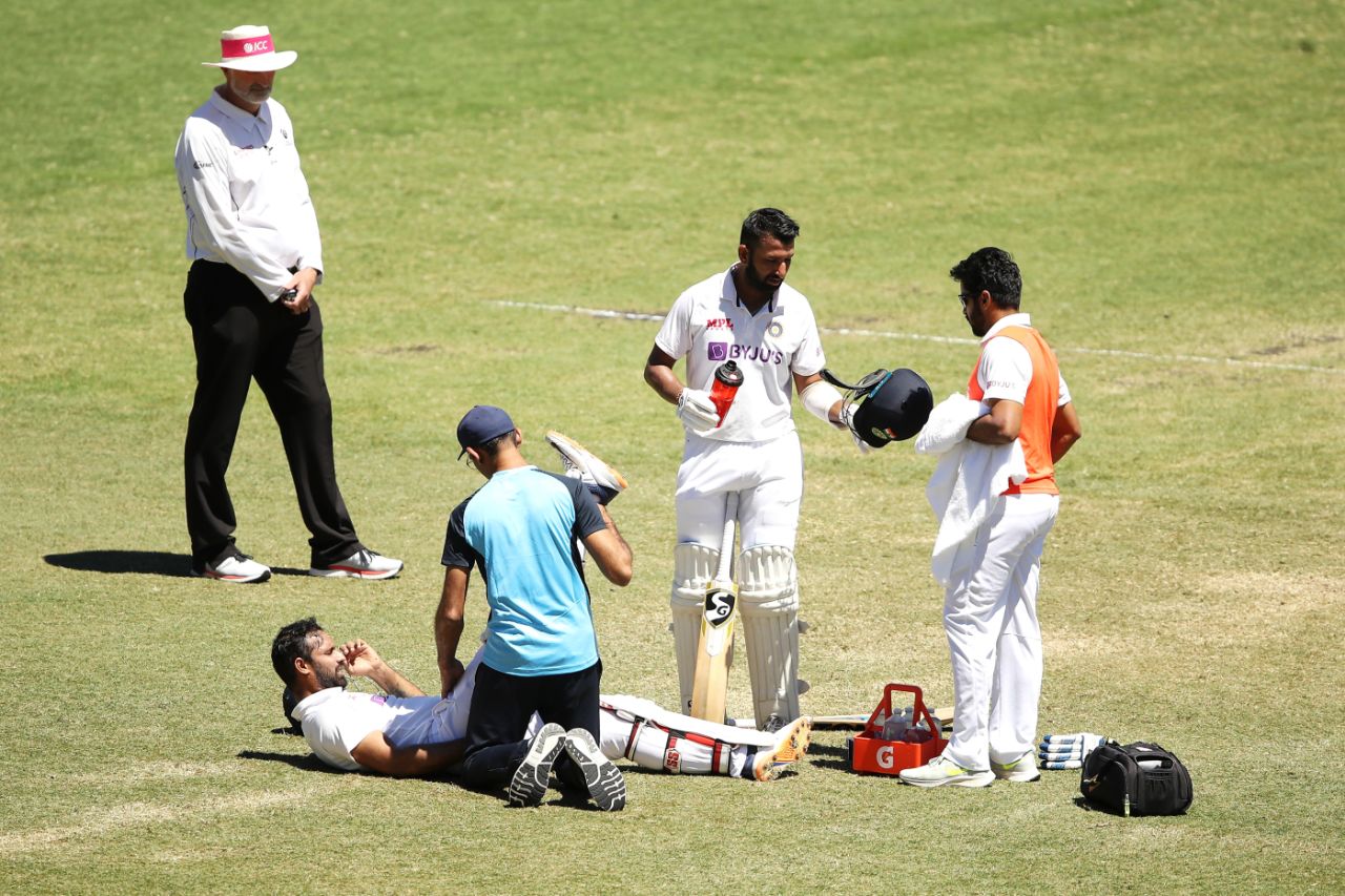 Hanuma Vihari gets treatment on his hamstring, Australia vs India, 3rd Test, Sydney, 5th day, January 11, 2021