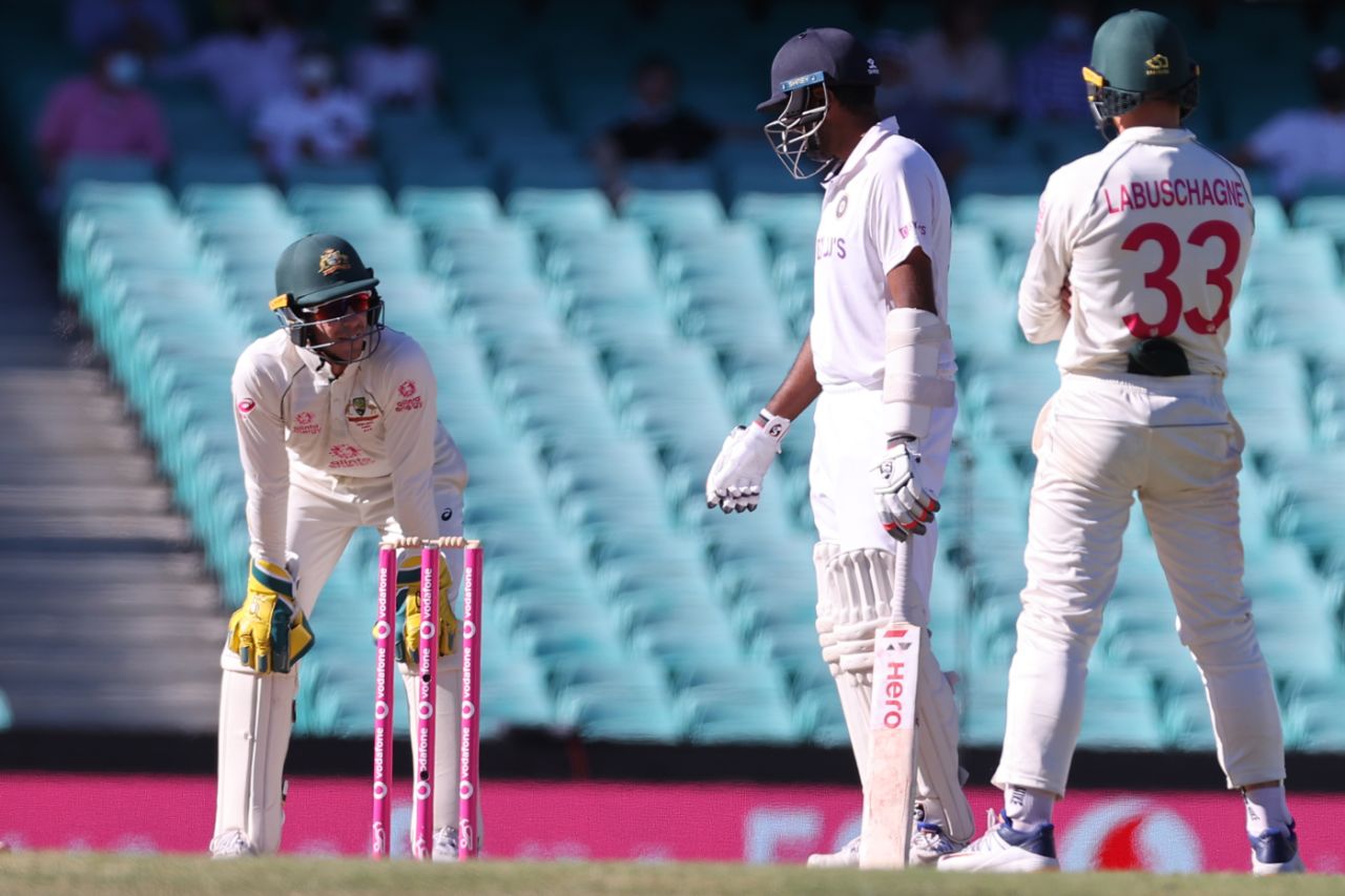 There was a verbal exchange or two between Tim Paine and R Ashwin, Australia vs India, 3rd Test, Sydney, 5th day, January 11, 2021