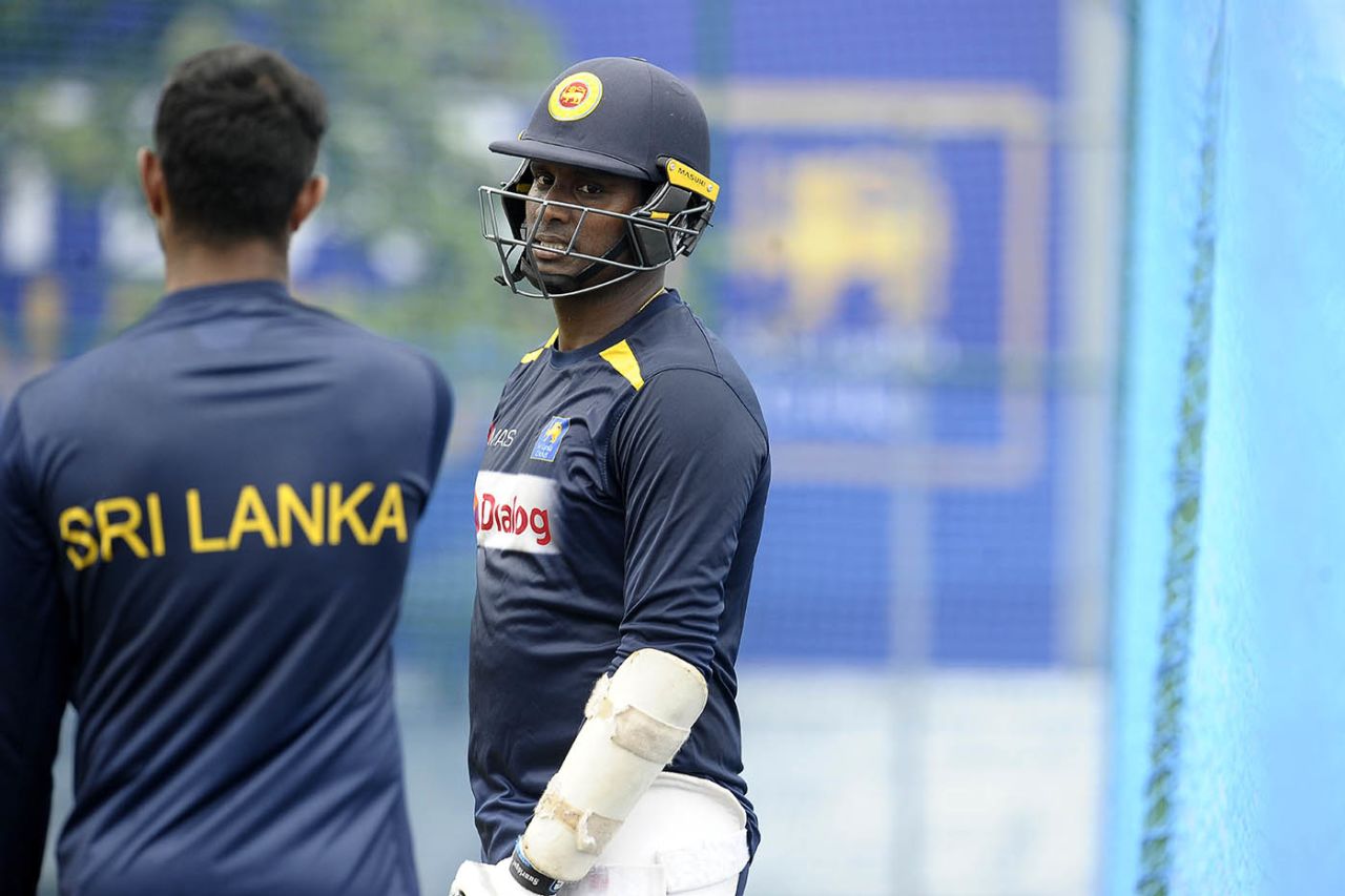 Angelo Mathews during a Sri Lanka nets session, Galle, 12 January 2021
