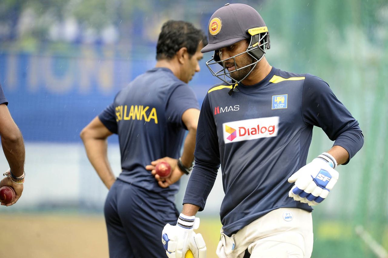 Dinesh Chandimal during a Sri Lanka nets session, Galle, 12 January 2021