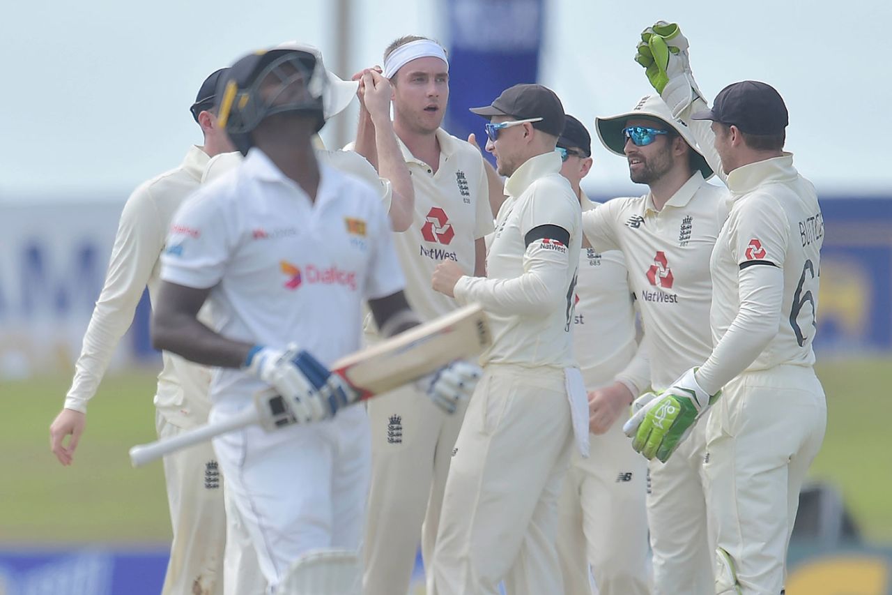 Stuart Broad claimed the big wicket of Angelo Mathews, Sri Lanka v England, 1st Test, Galle, 1st day, January 14, 2021